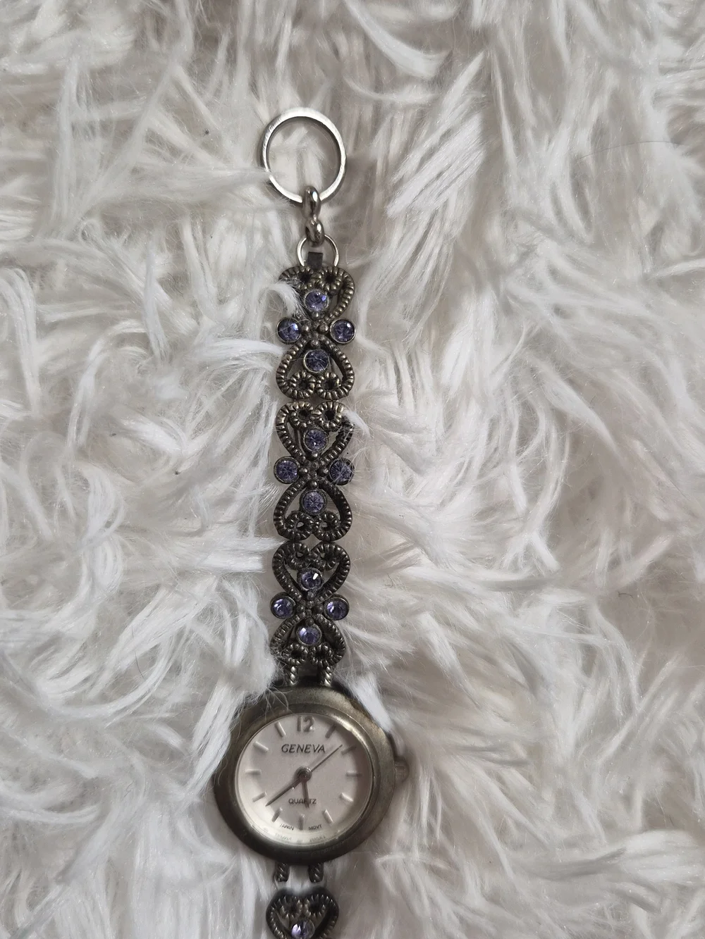 Vintage Y2K Watch Geneva Metal Bead Band Purple Rhinestones Fairycore Fairy ✨️💫